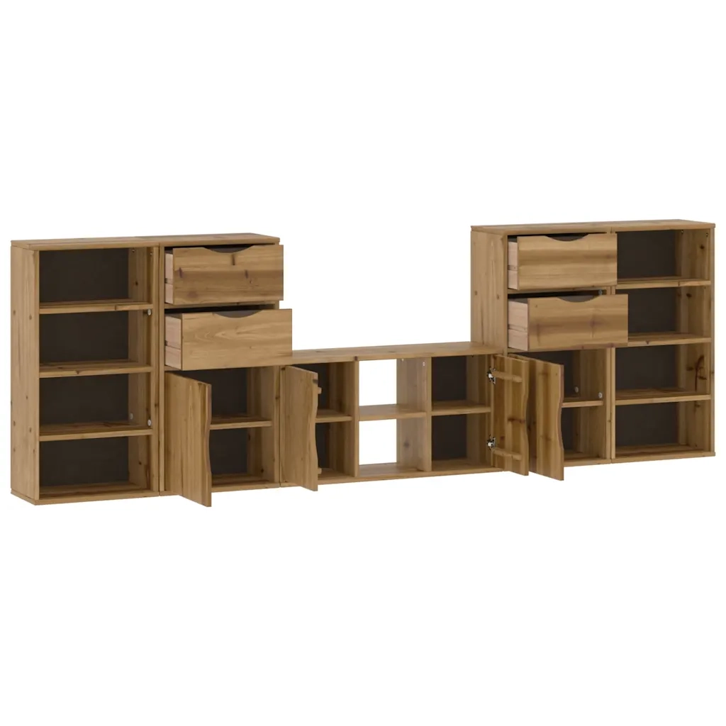 Mobile TV 5 pz con Contenitore ODDA in Legno Massello di Pino 3365368