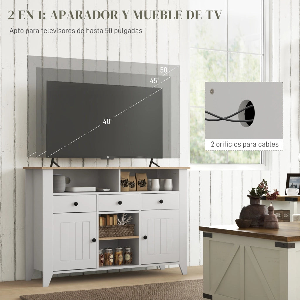 Credenza TV con cassetti ¨C zephmum ¨C 120x38x81,5 cm bianco