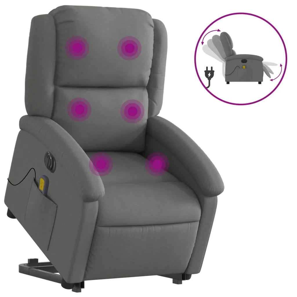Poltrona Alzapersona Massaggi Elettrica Grigio Scuro Tessutocod mxl 85071