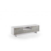 Mobile porta TV Frame 2 ante con cassetto centrale push to open bianco e cemento 170x42x48 cm - Terraneo