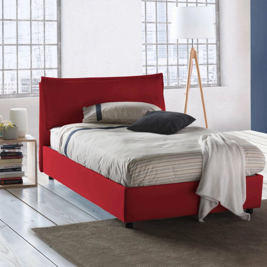 Arnaldo, Letto Piazza e Mezza Sfoderabile Made in Italy, Rosso