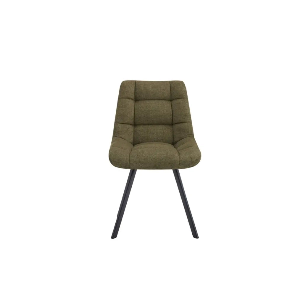 Set di 2 sedie VELMA - Tessuto verde oliva - Gambe in metallo - Design compatto - Eleganza naturale e contemporanea