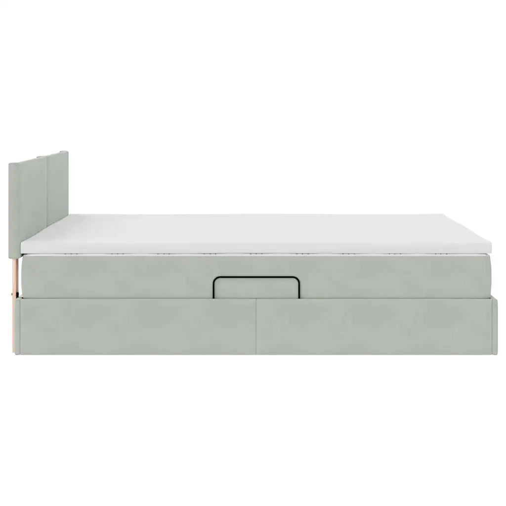 Letto con Contenitore Grigio chiaro 140 x 190 cm Velluto