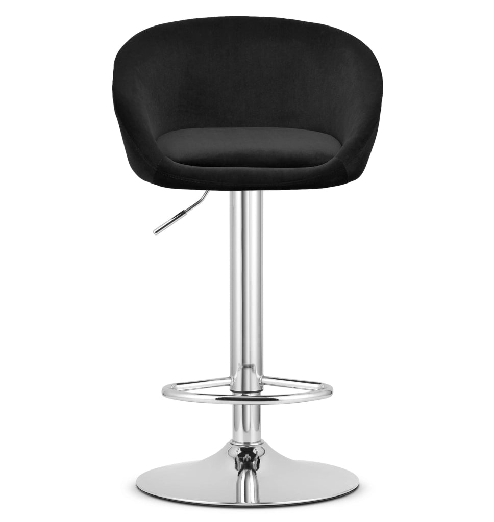 Sgabello VALORA EAST - velluto nero / base cromata per soggiorno, cucina, sala da pranzo