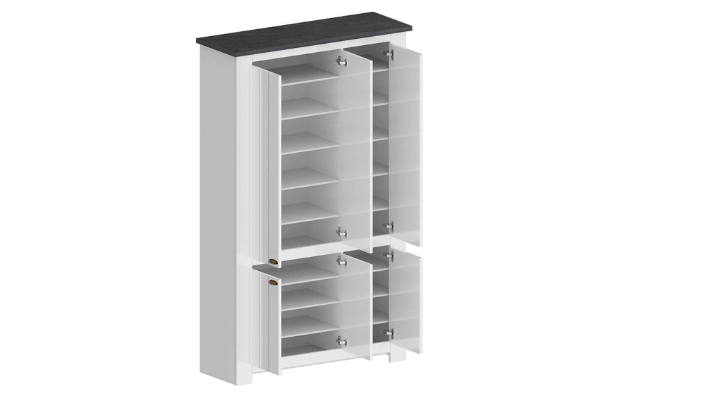 Scarpiera 6 Ante 114x42x200 cm Figo 6A Bianco Opaco/Report Grigio