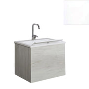 Mobile Lavatoio Sospeso Vasca Zeus in MineralMarmo Apertura a Cassettone 60x48x50 cm Bianco Latte