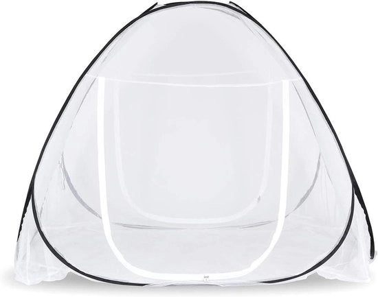 Tenda a molla ripiegabile per letto matrimoniale - protezione dagli insetti - canna di protezione da zanzare bianca