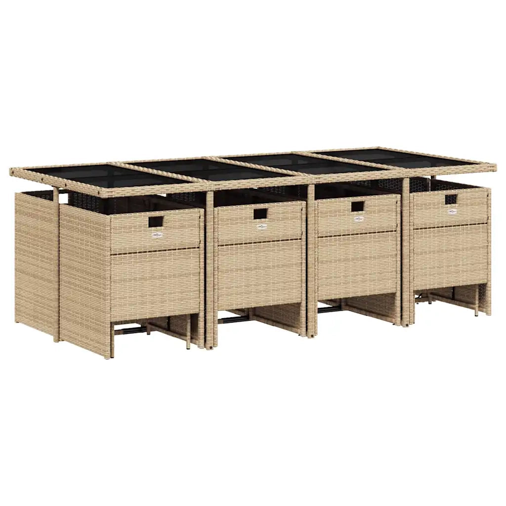 Set Pranzo da Giardino 13 pz con Cuscini Beige Misto Polyrattan 3210624