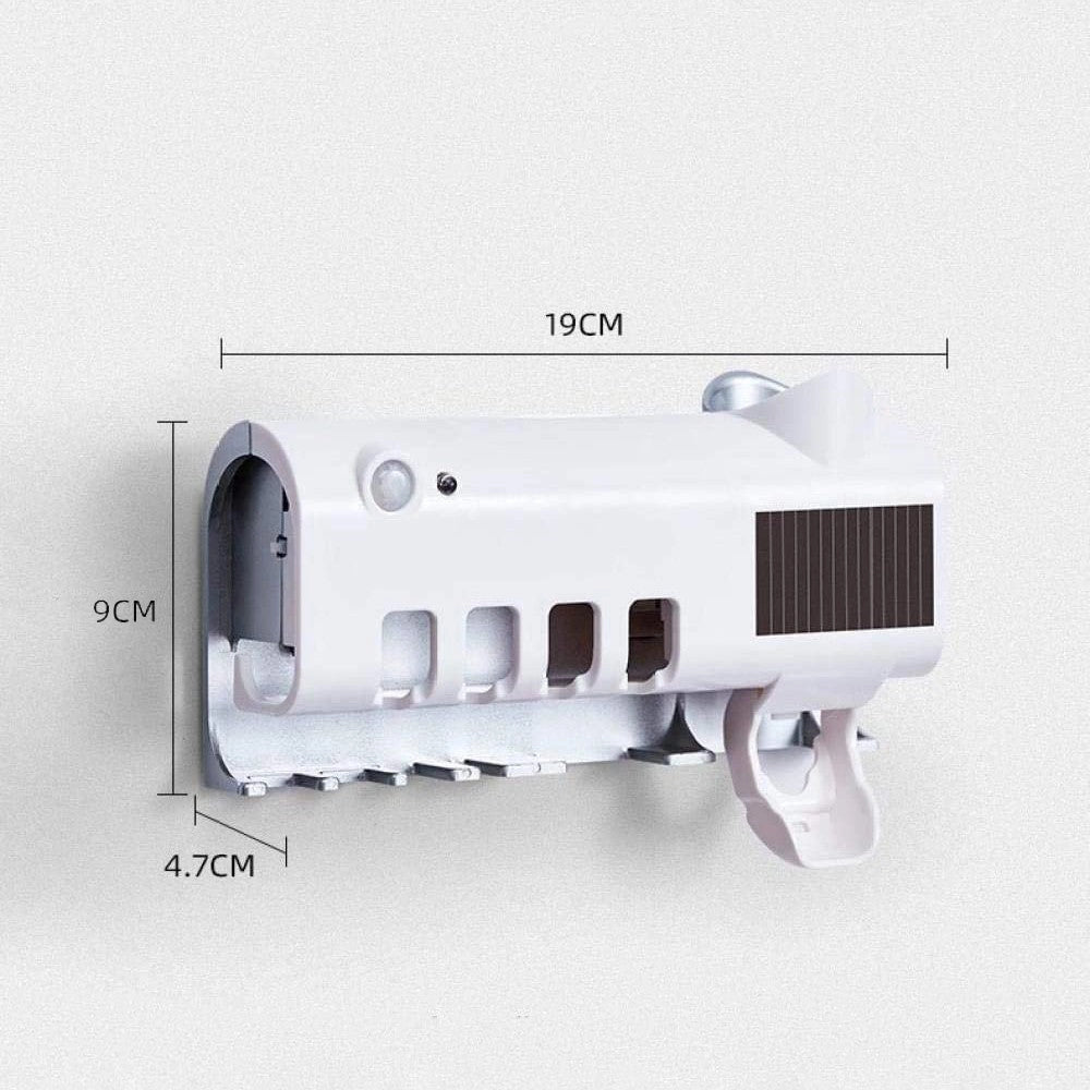 Sterilizzatore UV con 4 slot portaspazzolini dentifricio a ricarica solare USB Bianco