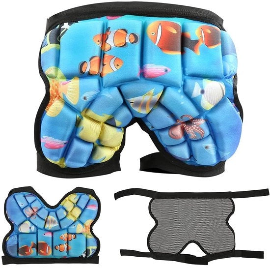 Shorts per bambino con protezione imbottita alla coscia - Pantaloni corti - Abbigliamento protettivo - Ideali per snowboard, skate e sci - Adatti anche per bicicletta - Cintura comoda