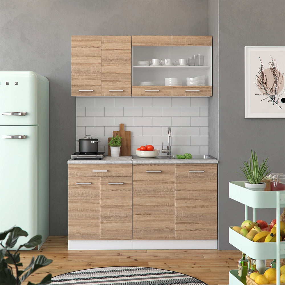Vicco Cucina monoblocco Sonoma/Bianco 140 cm , PL Antracite
