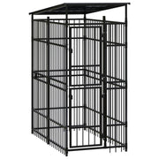 Cuccia/gabbia/recinto per animali domestici da esterno con tetto per cani acciaio 1,84 m² nero 02_0041729