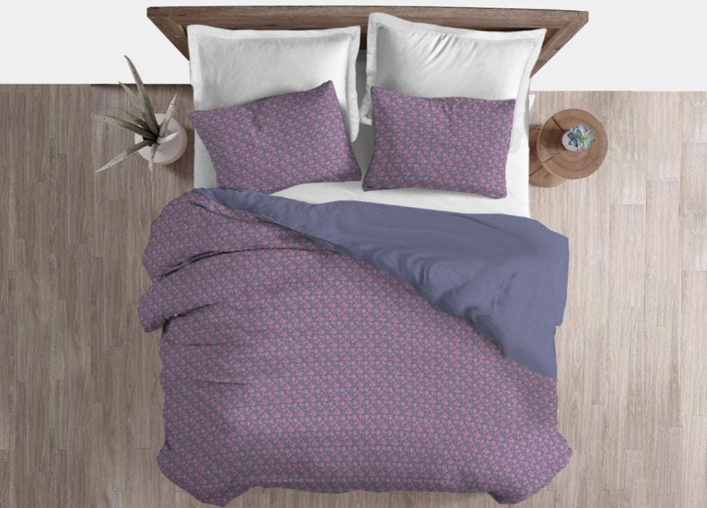 Copripiumino Sacco Piumone 100% Cotone Linea 3027 Fiori Provenzale - Matrimoniale - Grigio