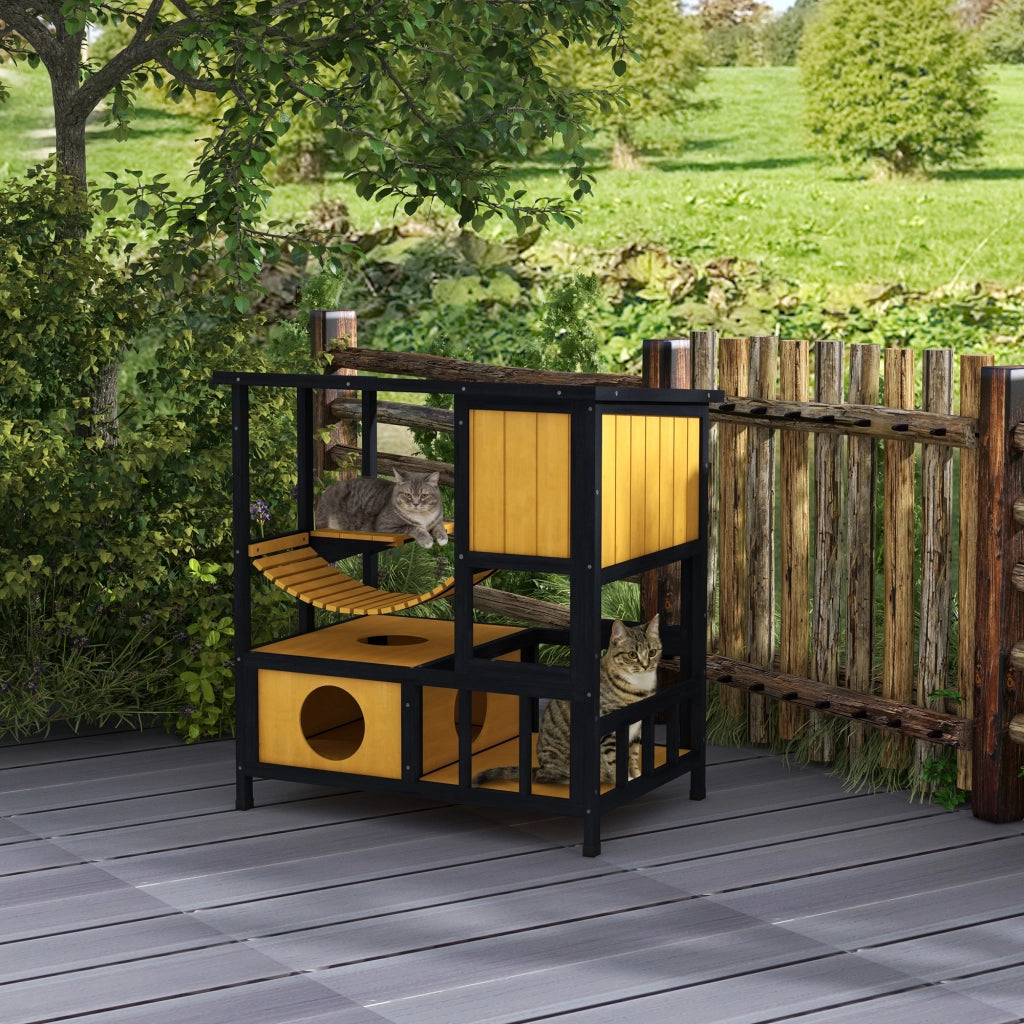 Casetta per Gatti con Rampa e Piattaforma ¨C Zephmum ¨C Verde 84.5x60x88 cm
