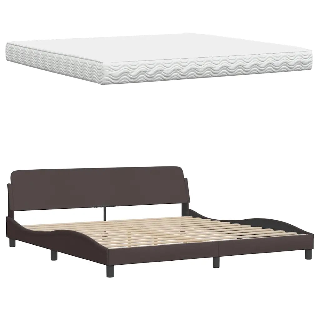 vidaXL Letto con Materasso Marrone Scuro 200x200 cm in Tessuto