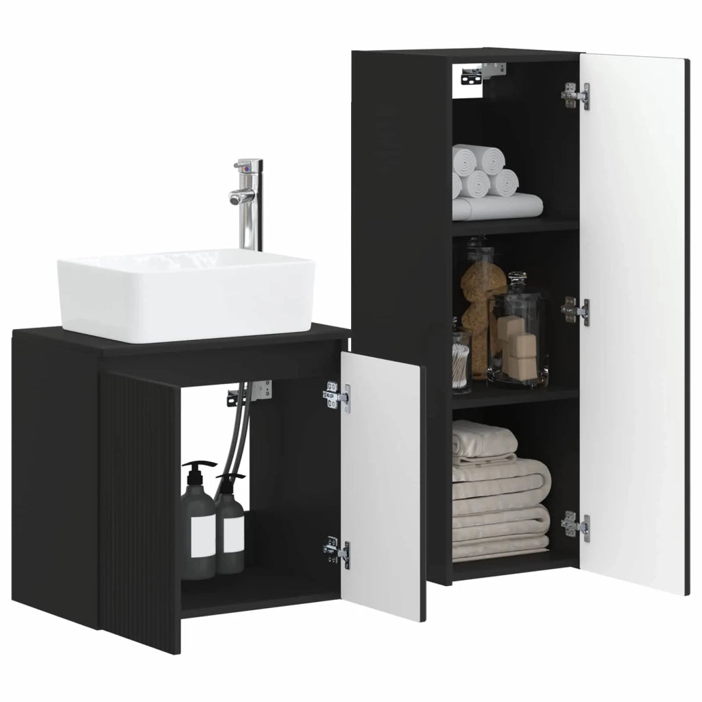 Set di mobili per il bagno 2 pz Nero 33 x 34,5 x 100 cm 3406124