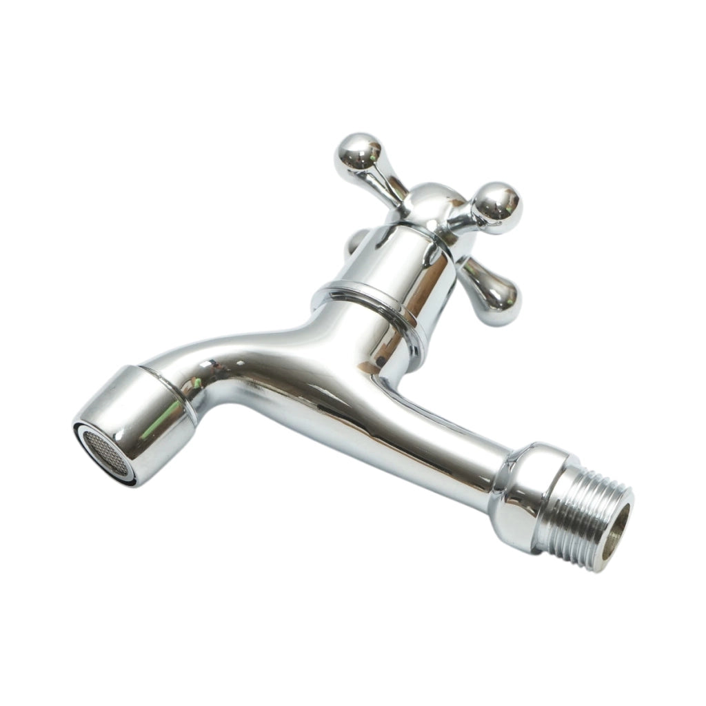 Rubinetto per acqua di servizio, montaggio a parete, acciaio inox, cromo lucido