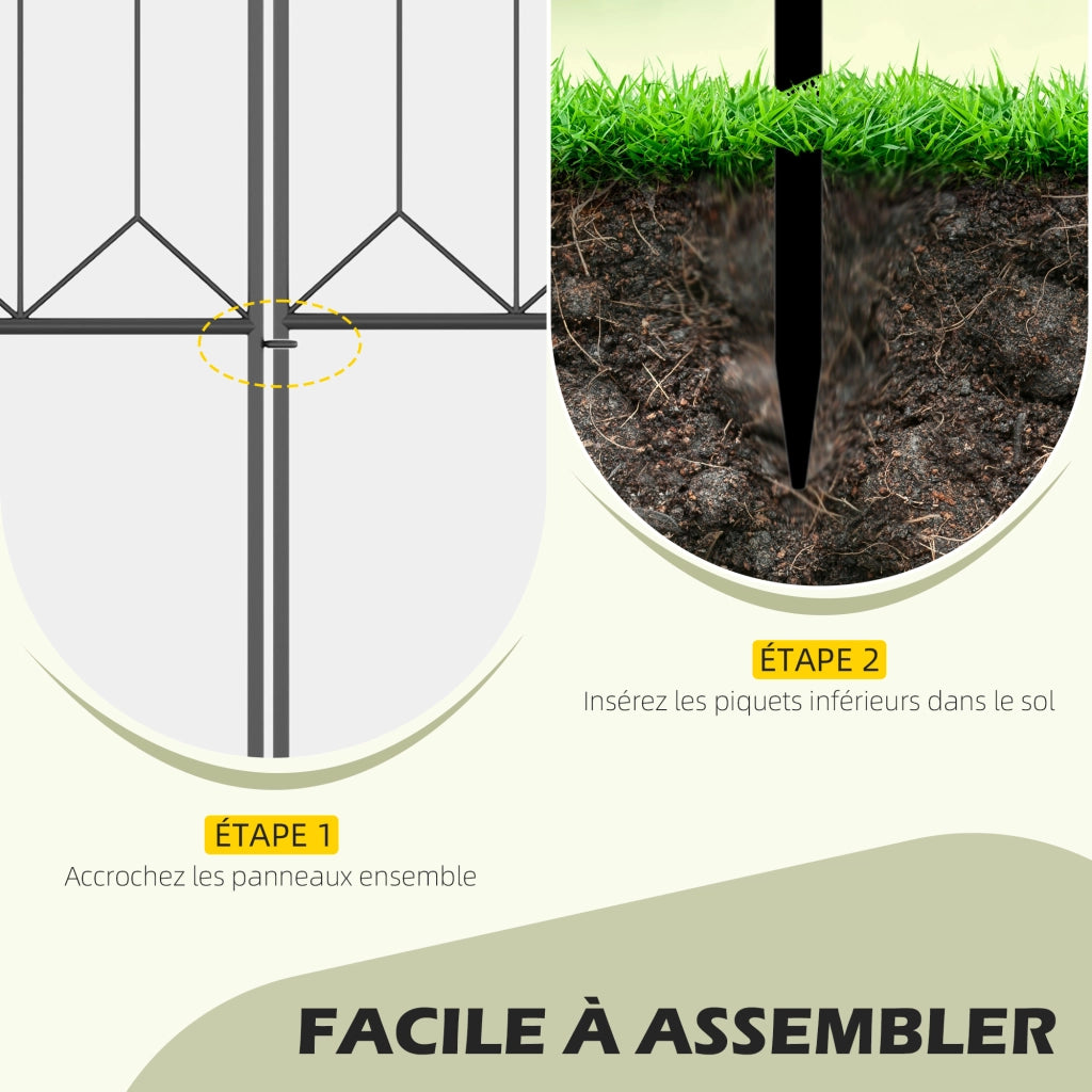 Recinzione Giardino Decorativa ¨C zephmum ¨C Nero Metallo 305x79.5 cm