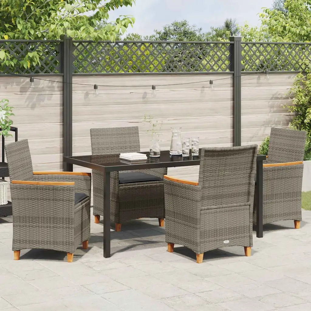 Set da Pranzo per Giardino 5 pcs Grigio polyrattan 3381096
