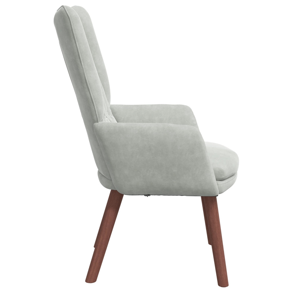 Poltrona Rilassante in Velluto Grigio Chiaro