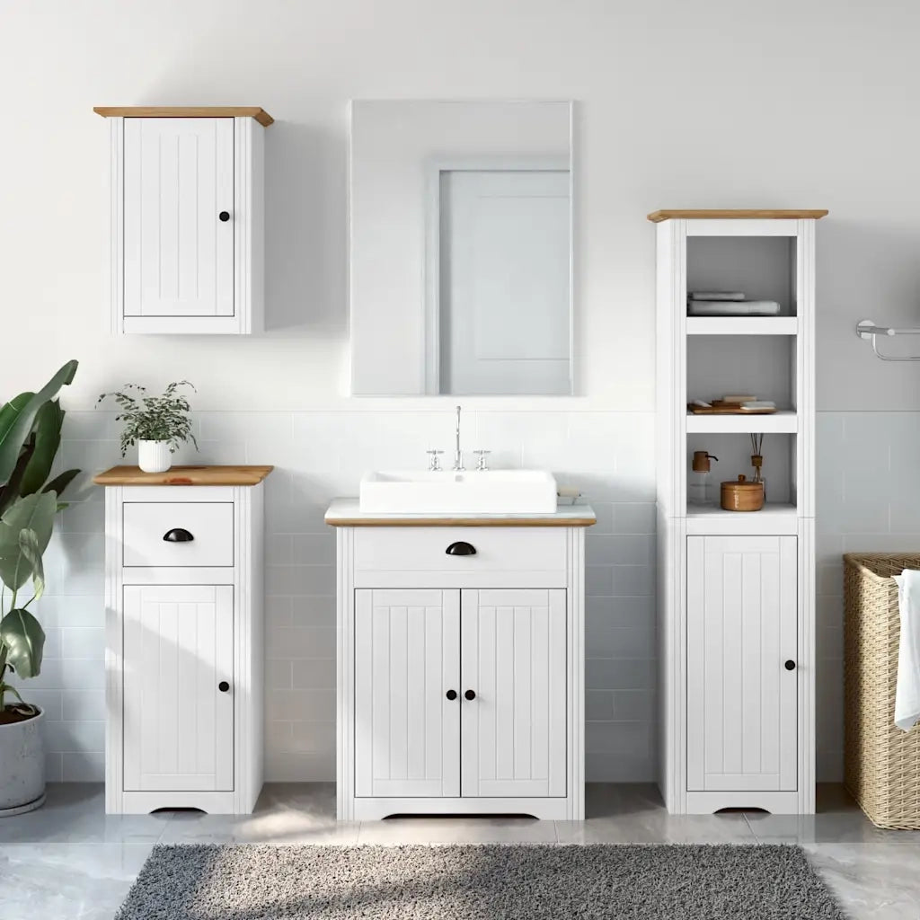 Set Mobili da Bagno 4 pz BODO Bianco in Legno Massello di Pino 3307651