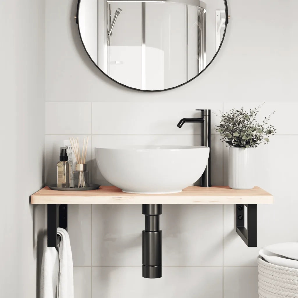 Reggimensole per Lavabo 2 pz-Supporti per mensole a muro Nere Rettangolari in Acciaio 528050