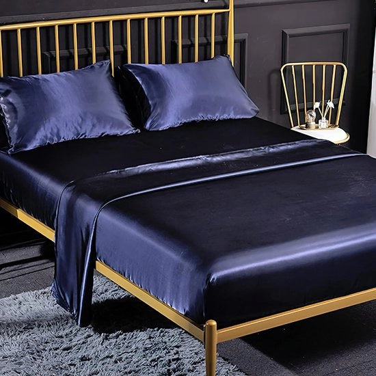 Set di lenzuola per letto con lenzuolo, copripiumone e 2 federe - Azzurro marino, 180 x 200 cm per letti con altezza massima di 35 cm.