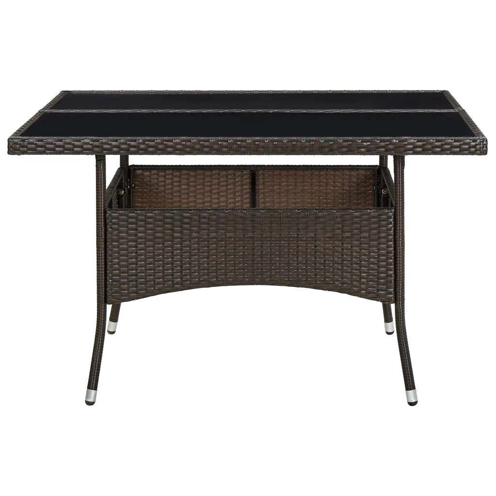 Tavolo da Pranzo da Giardino Marrone in Polyrattan e Vetro cod mxl 34404