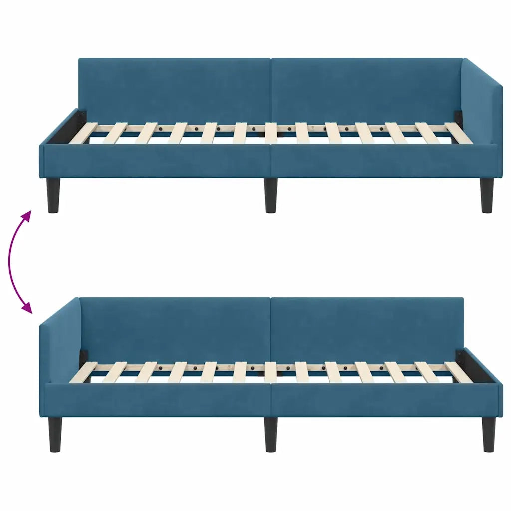 vidaXL Struttura del letto ad angolo con testiera Blu 90 x 190 cm