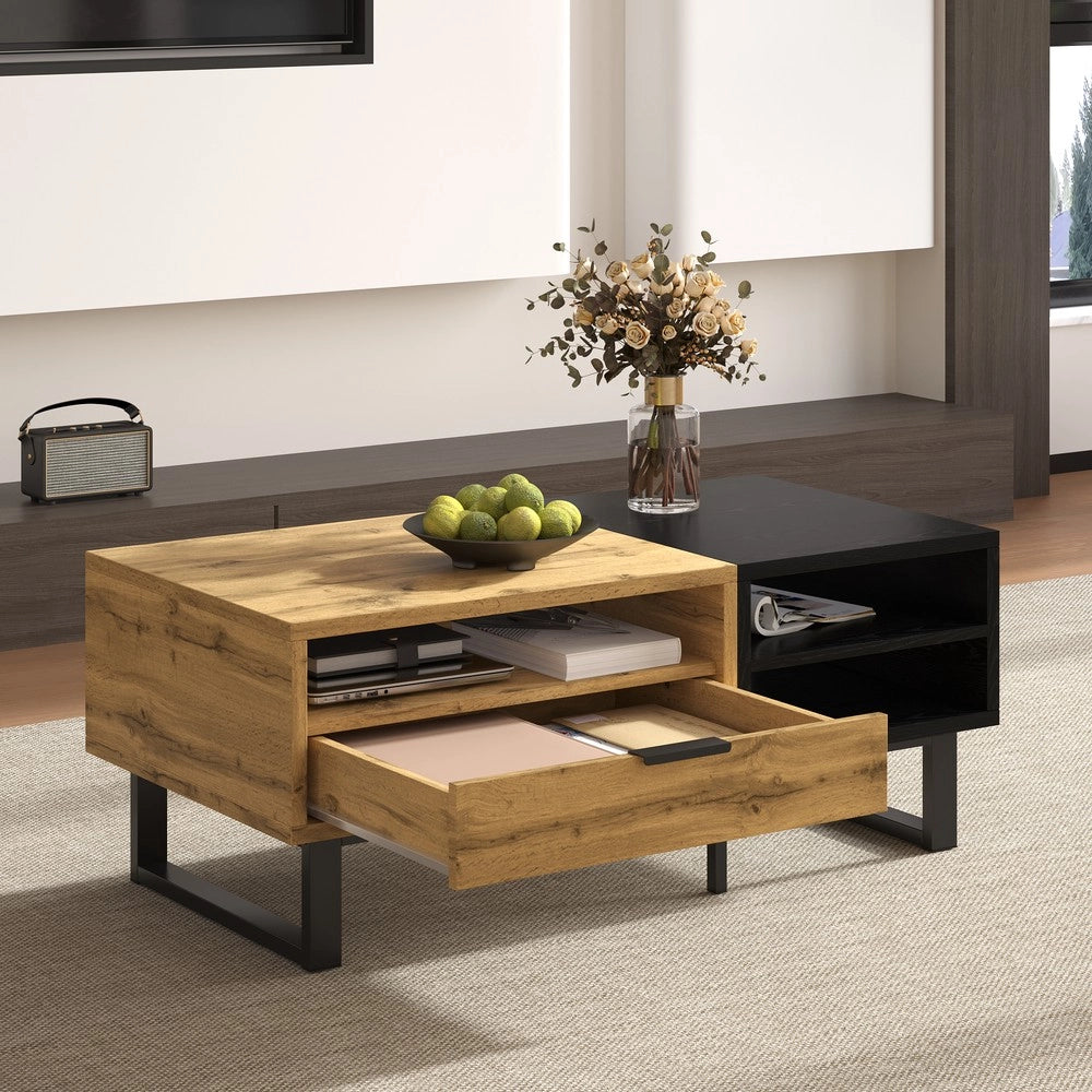 Tavolino da Caff¨¨ con Cassetti e Ripiani ¨C MINIMAL ¨C Gambe in Metallo, Design Moderno