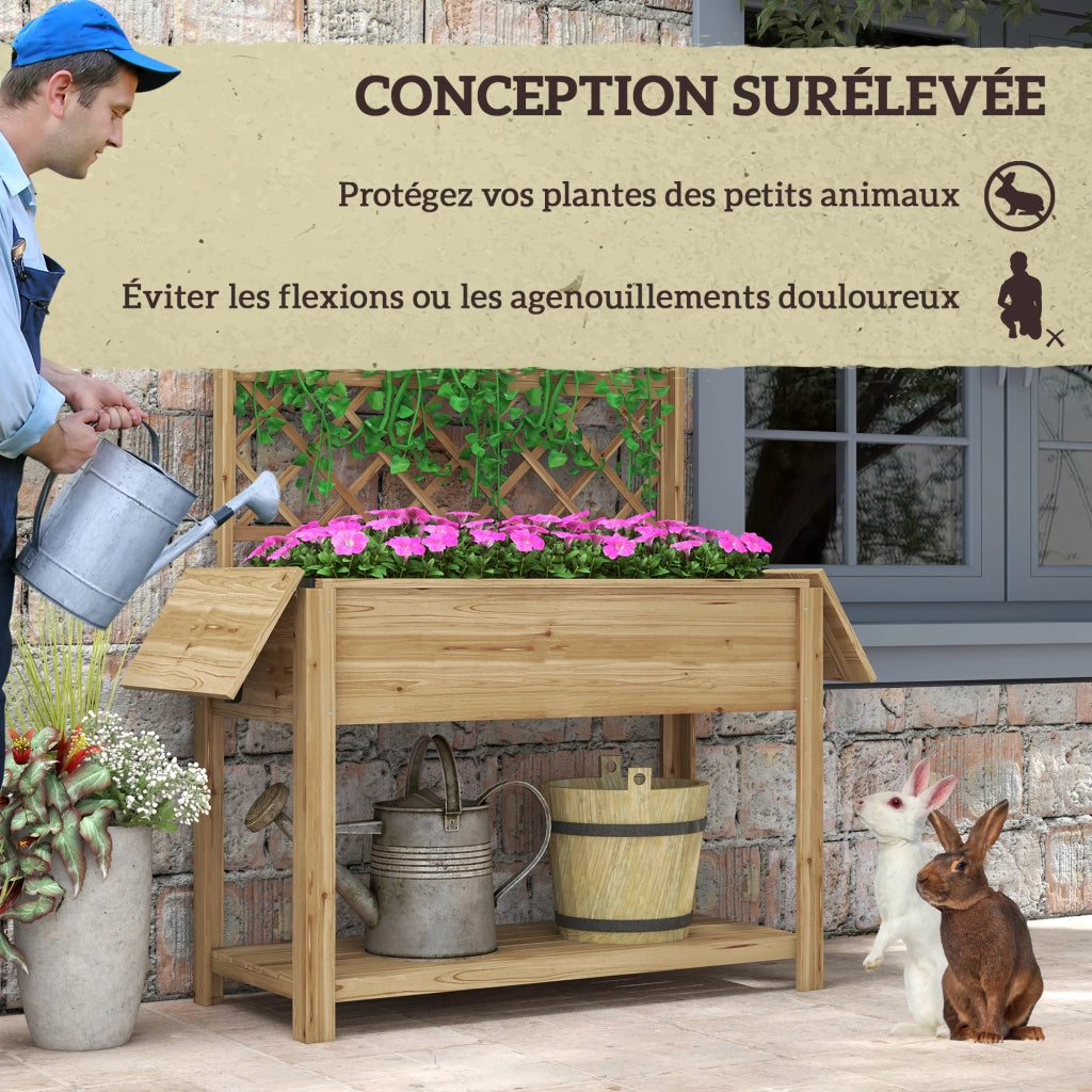 Tavolino da giardino rettangolare con ripiani ¨C zephmum ¨C legno