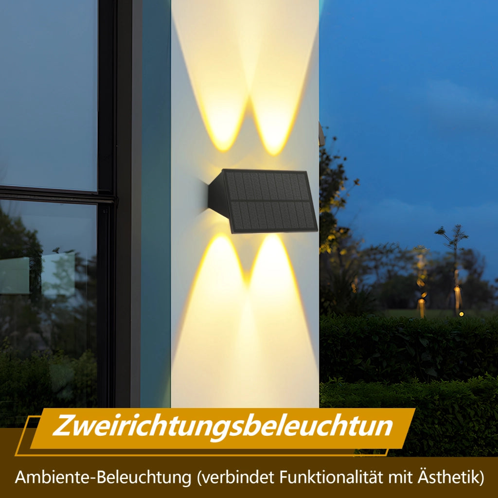 ZMH Lampada da Parete Solare Esterna Luce Calda Alto e Basso 4 Pezzi per Recinzione Giardino Balcone Terrazza