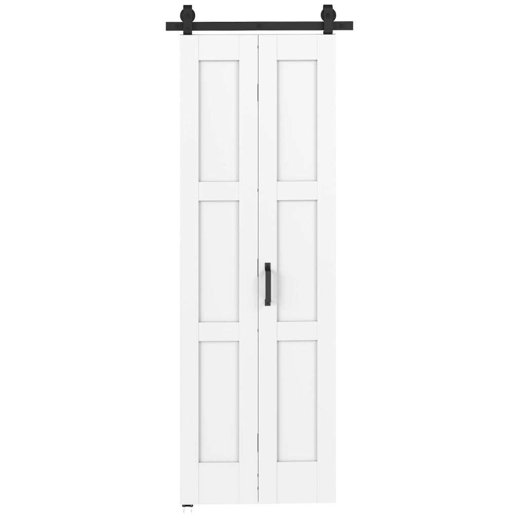 Porta 71x213cm, Stile Rustico, Kit Montaggio, Maniglia, Bianco Effetto Legno.