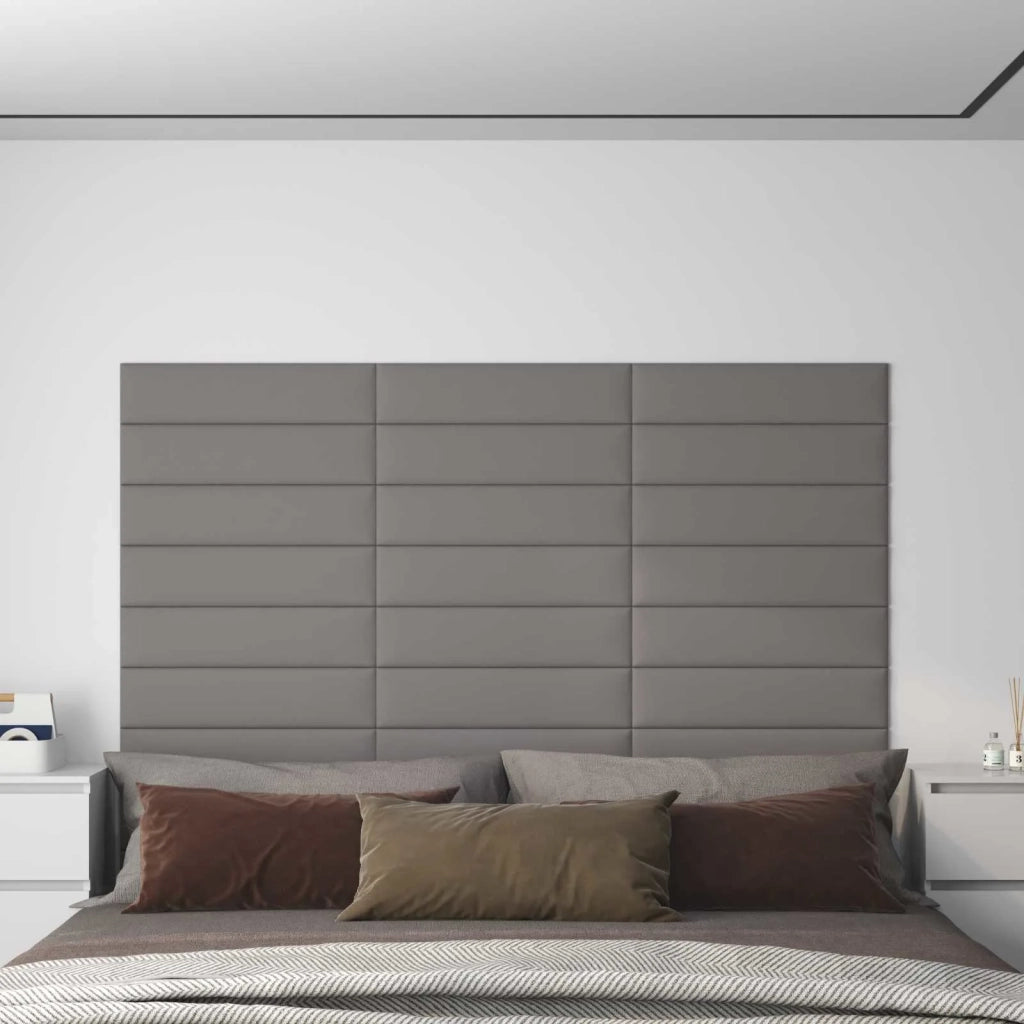 Testiera | Testata da Parete 12 pcs Grigio chiaro 60 x 15 cm Tessuto