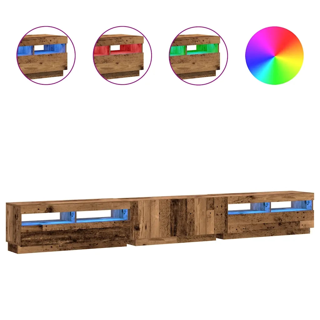 vidaXL Mobile Porta TV con LED Legno Antico 300x35x40 cm Truciolato