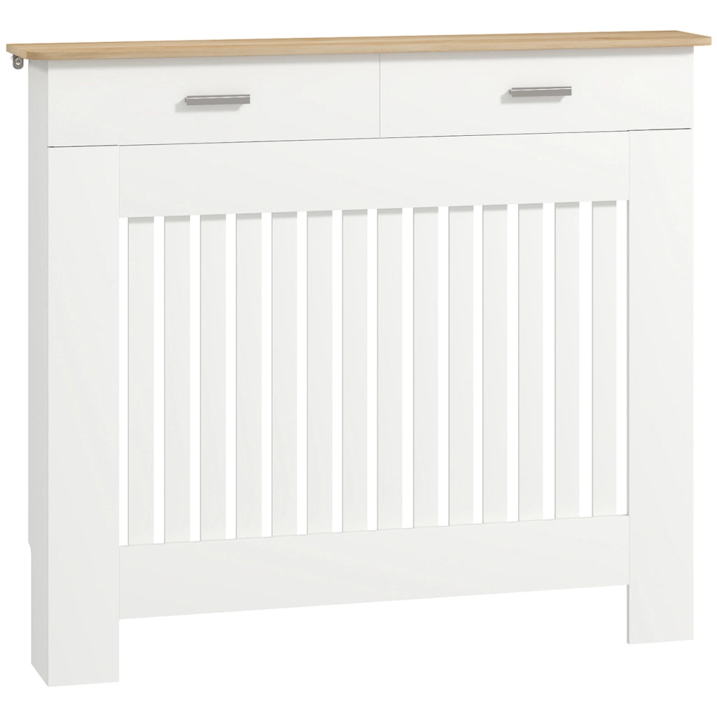 Copritermosifone con Cassetto Portaoggetti ¨C Xylo ¨C Legno Bianco 112x19x97 cm