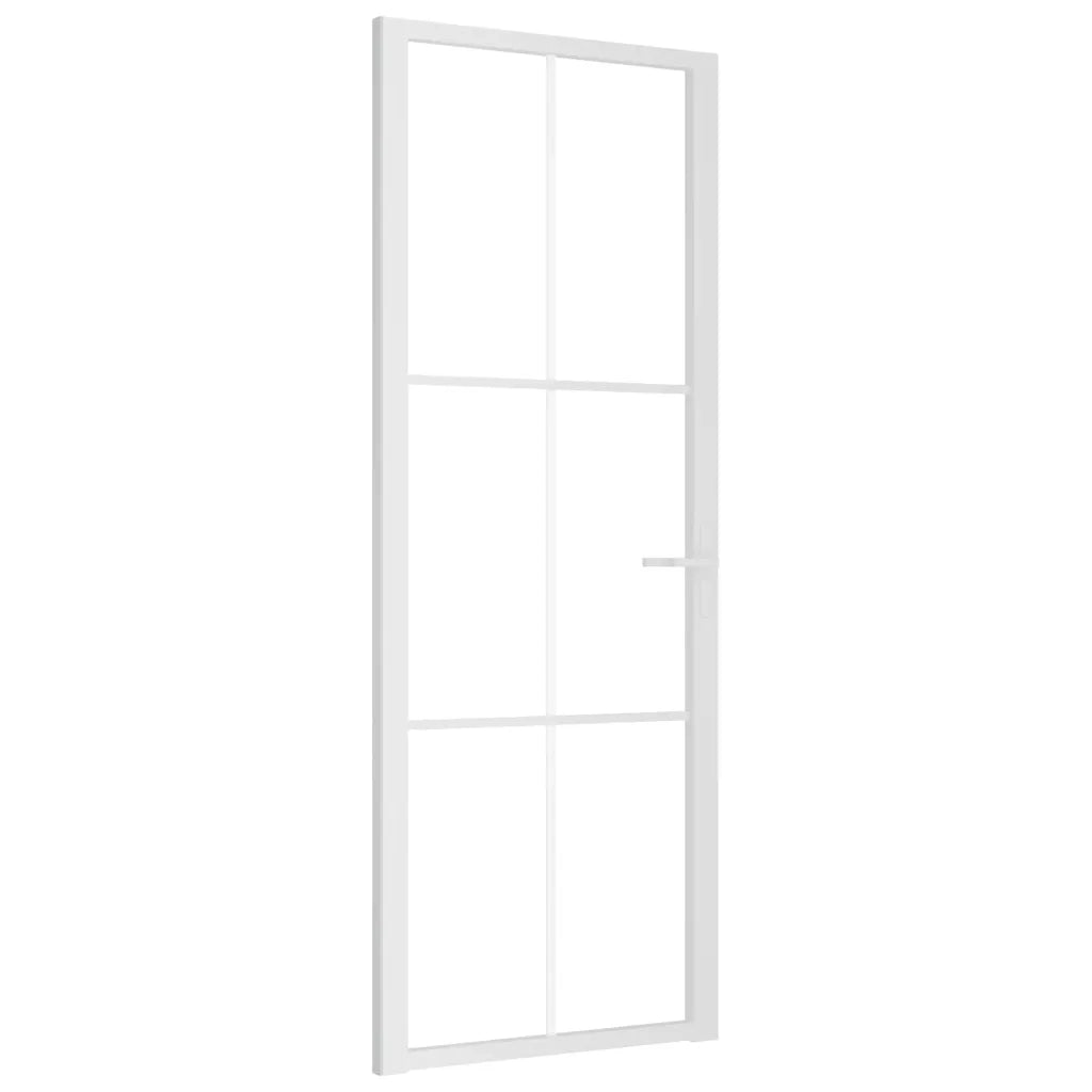 Porta Interna 76x201,5 cm Bianca in Vetro ESG e Alluminio cod mxl 71803