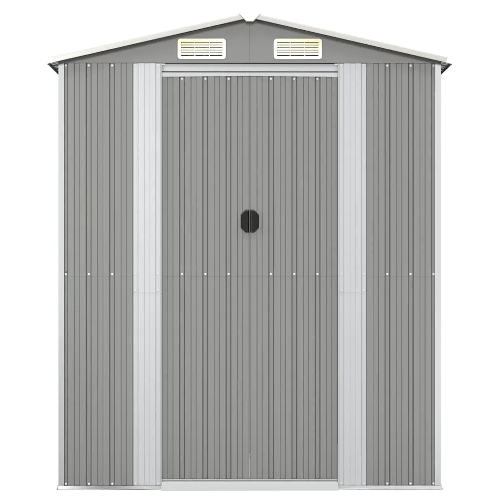 Capanno da Giardino-Casetta da Giardino Grigio Chiaro 192x108x223cm Acciaio Zincato
