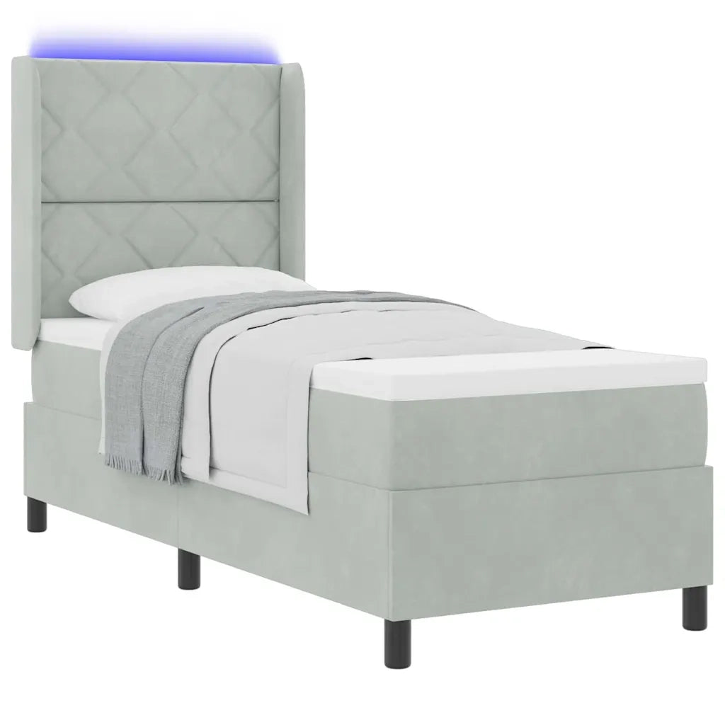 Letto a molle con strisce LED Grigio chiaro 80 x 200 cm Velluto 3343892
