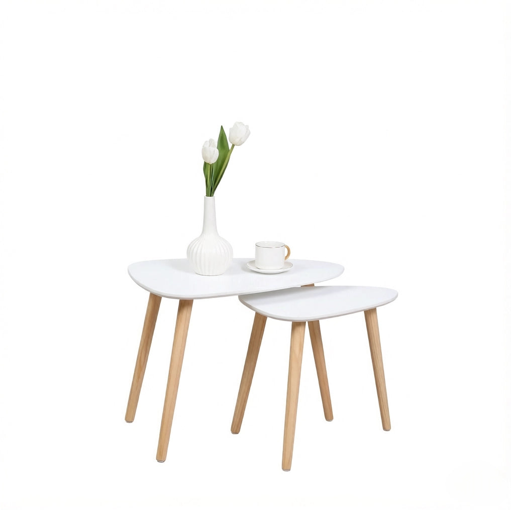 Set di 2 tavolini nidificabili in MDF e pino
