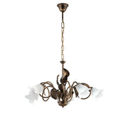 Lampadario Arte Povera Limone 5 Luci Marrone e Bianco LuceArt Classic