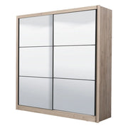 Armadio Camera da Letto Godrano, Guardaroba Grande Appendiabiti, 213x215.5h cm Marrone Rovere Grigio