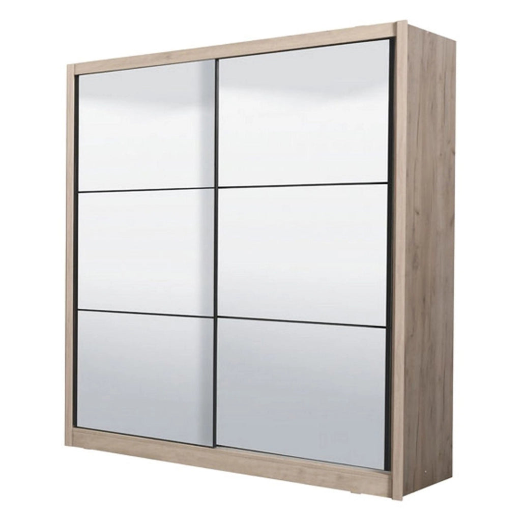 Armadio Camera da Letto Godrano, Guardaroba Grande Appendiabiti, 213x215.5h cm Marrone Rovere Grigio