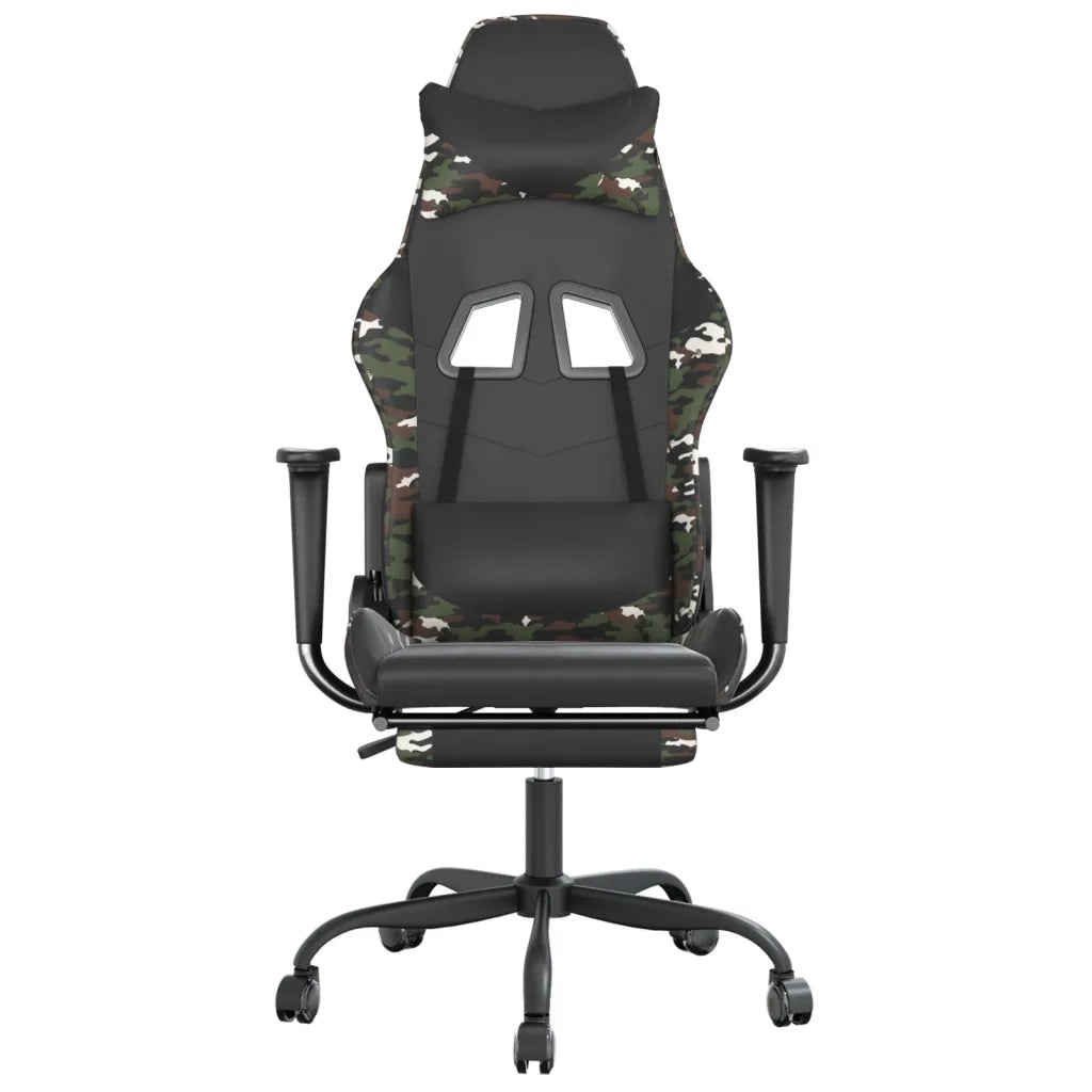 Sedia da Gaming | Sedia da e-sports con Poggiapiedi Nero e Mimetico in Similpelle