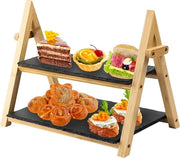 Servizio da Tavola 2 Livelli Leccarda - Tavola da Dessert e Cibi - Antipasti - 32cm x 41cm