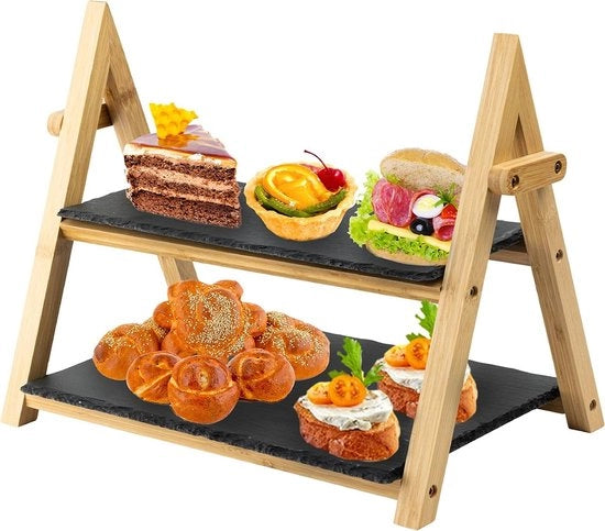 Servizio da Tavola 2 Livelli Leccarda - Tavola da Dessert e Cibi - Antipasti - 32cm x 41cm