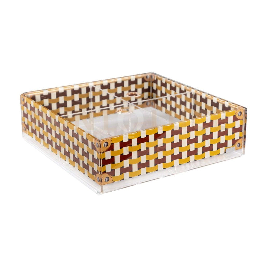 ONLY COFFEE CONTENITORE ORGANIZZATORE IN CRISTALLO ACRILICO DECORTATO ARANCIONE