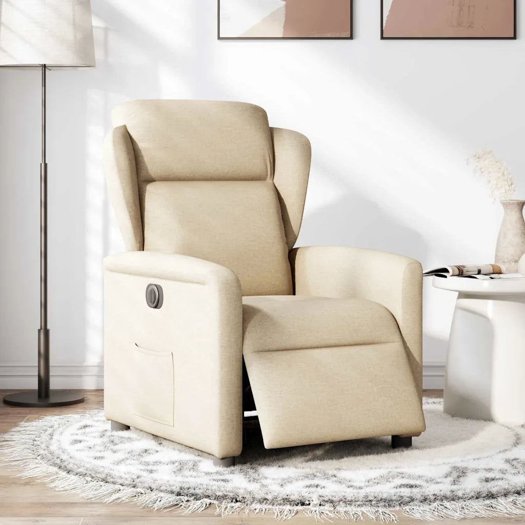 vidaXL Poltrona Elettrica Reclinabile Crema in Tessuto