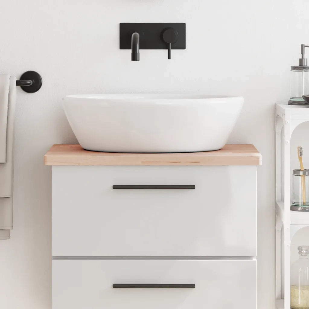 Piano Bagno 60x40x2,5 cm Legno Massello di Faggio 355990
