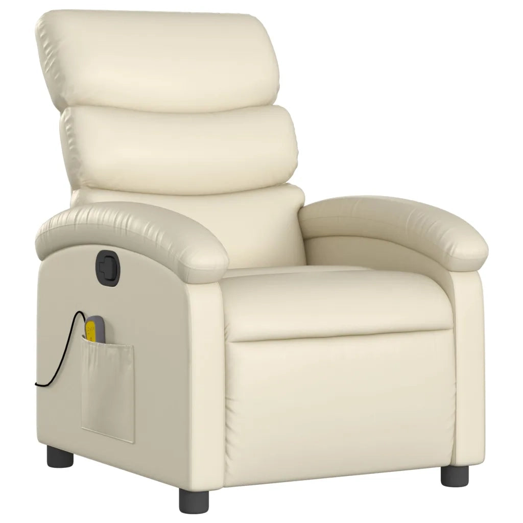 Divano Sedia-Poltrona reclinabile massaggiante in Similpelle Crema 960761